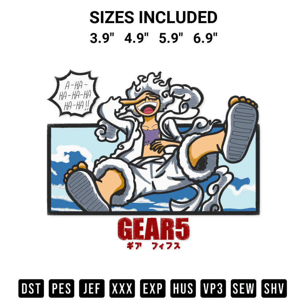 Add a unique touch to your apparel with the Luffy Gear 5 Anime Embroidery Design embroidery file. Premium instant download available now on Designspacks.com. Available sizes: 3.9", 4.9", 5.9", 6.9".