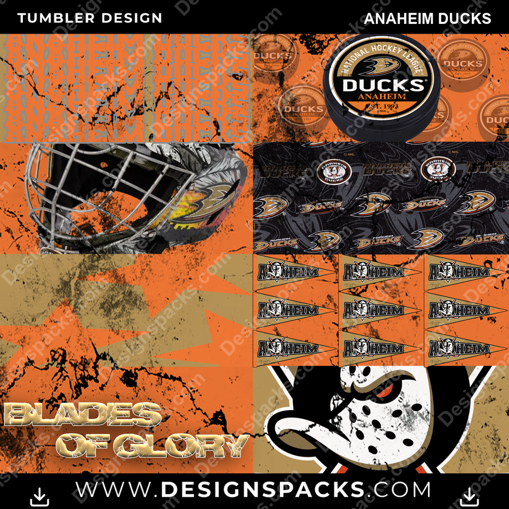 Hockey Distressed BG Anaheim Ducks Tumbler Digital Wrap Design
