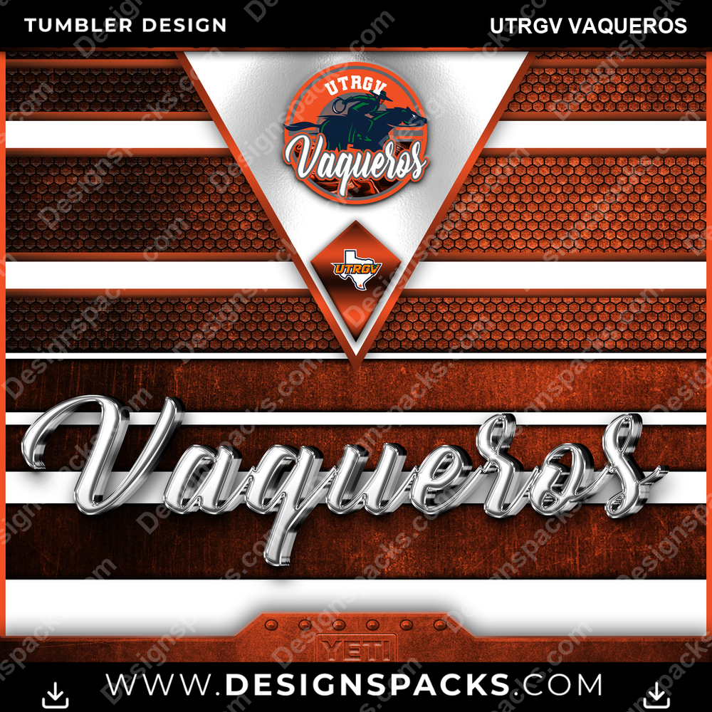 College Sport YETI UTRGV Vaqueros Tumbler Digital Wrap Design