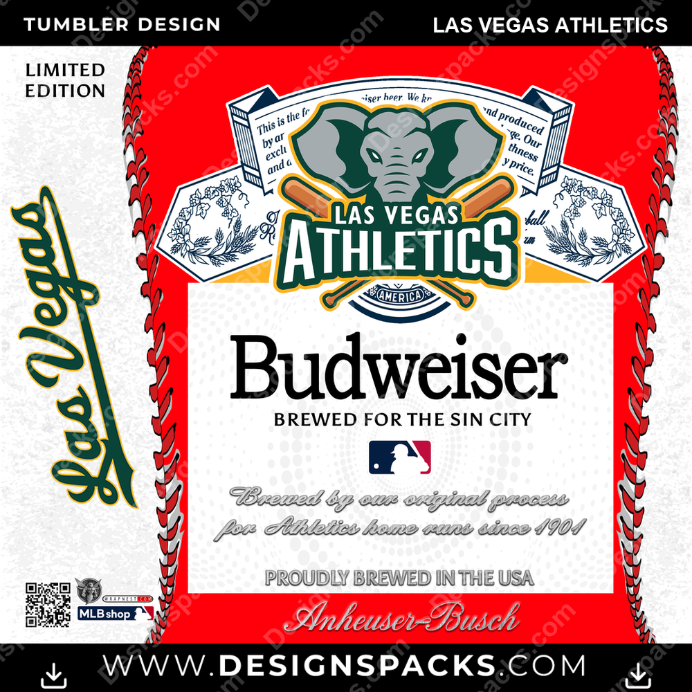 Baseball Bud Las Vegas Athletics Tumbler Digital Wrap Design
