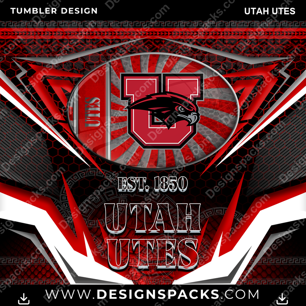 College Sport Tribal Utah Utes NCAA Tumbler Digital Wrap Design Download
