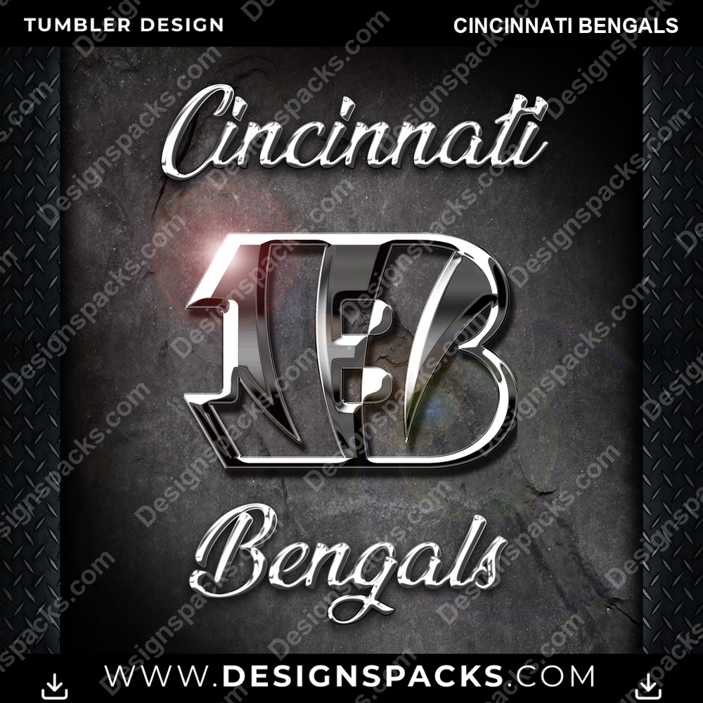 Football Chrome Cincinnati Bengals Tumbler Digital Wrap Design
