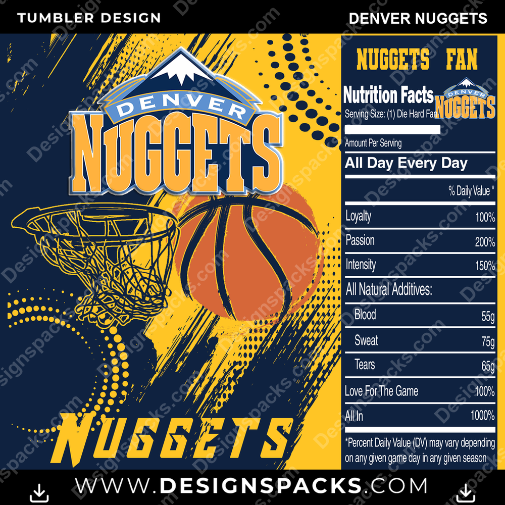 Basketball Team Fan Denver Nuggets Tumbler Digital Wrap Design