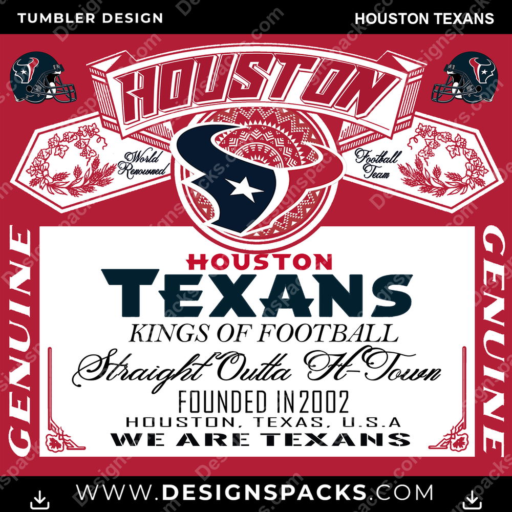 Football Bud Houston Texans Tumbler Digital Wrap Design