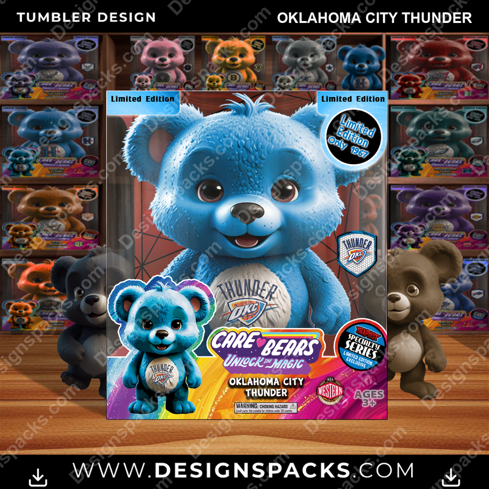 Basketball Care Bear Box Oklahoma City Thunder Tumbler Digital Wrap Design