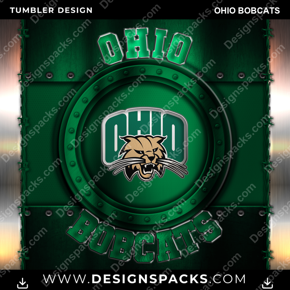 College Sport Metal Ohio Bobcats NCAA College Sport Tumbler Digital Wrap Design Download