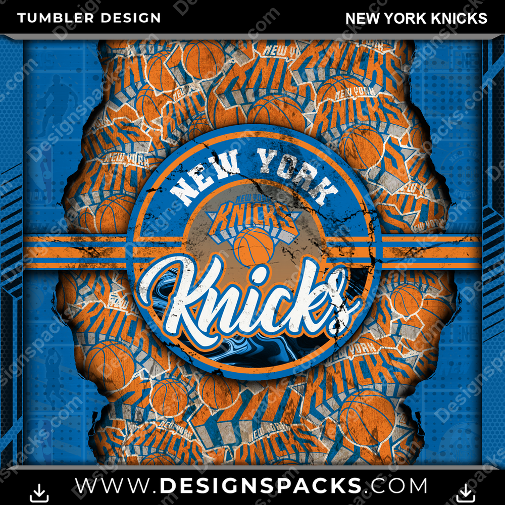 Basketball Ripped New York Knicks Tumbler Digital Wrap Design