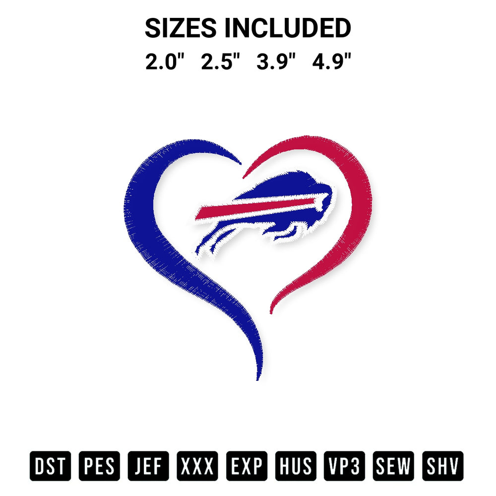 Looking for the perfect pattern? Download the Nfl Buffalo Bills Heart Embroidery Design embroidery design today at Designspacks.com. Crisp, clean stitching guaranteed. Available sizes: 2.0", 2.5", 3.9", 4.9".