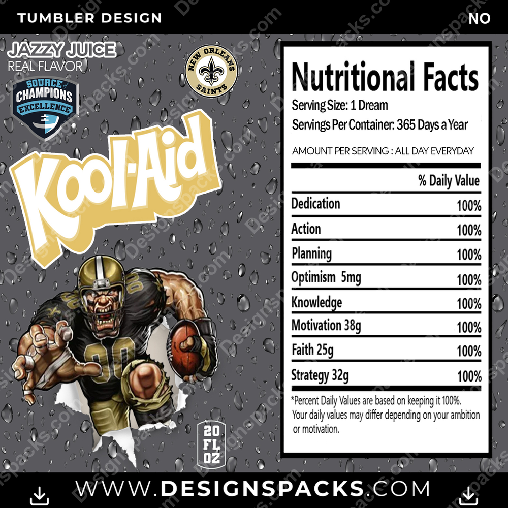 Football Kool-Aid NO Tumbler Digital Wrap Design
