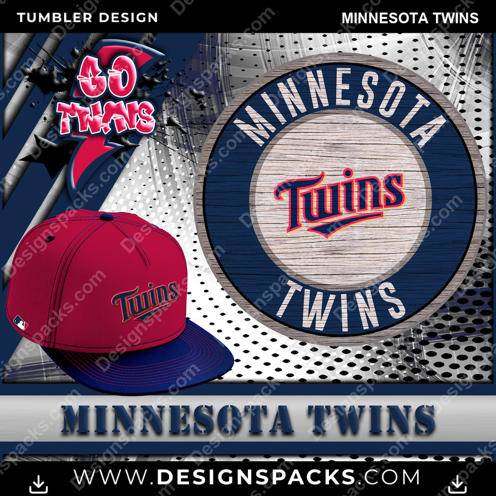 Baseball Go Team Minnesota Twins Tumbler Digital Wrap Design