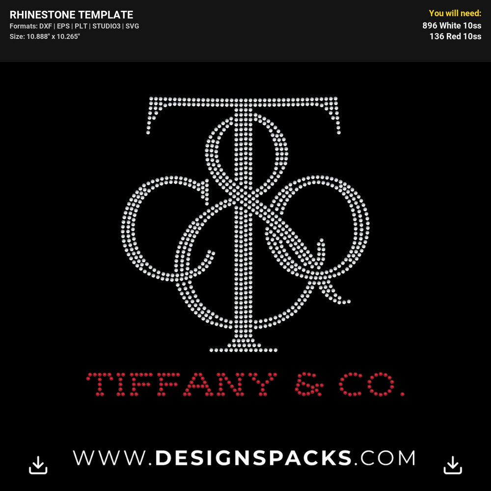 Tiffany And Co Fashion Logo Rhinestone Digital Template