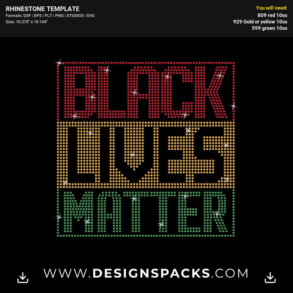 Blm 3Colors Updated Rhinestone Digital Template