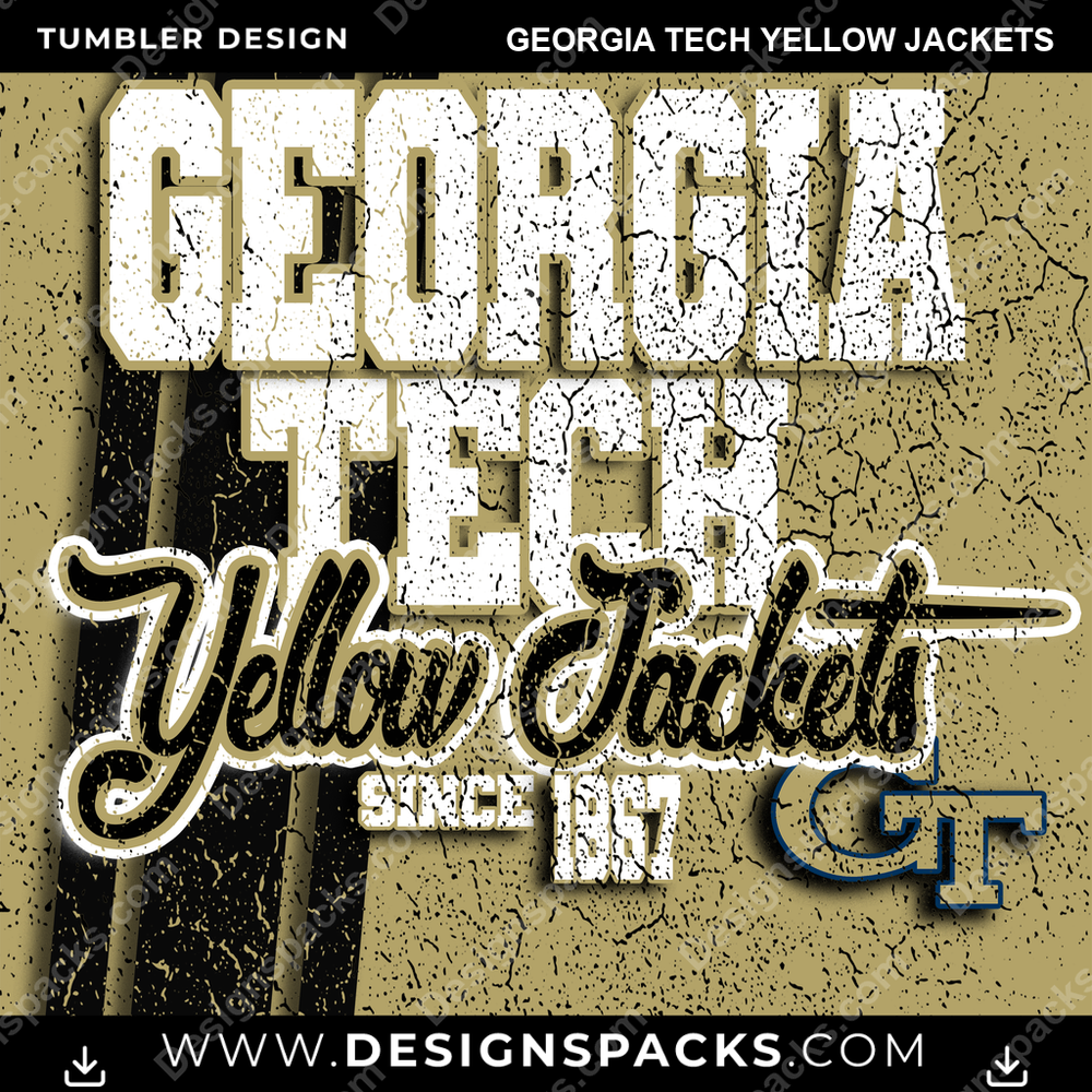 College Sport Grunge Georgia Tech Yellow Jackets NCAA College Sport Tumbler Digital Wrap Design Download