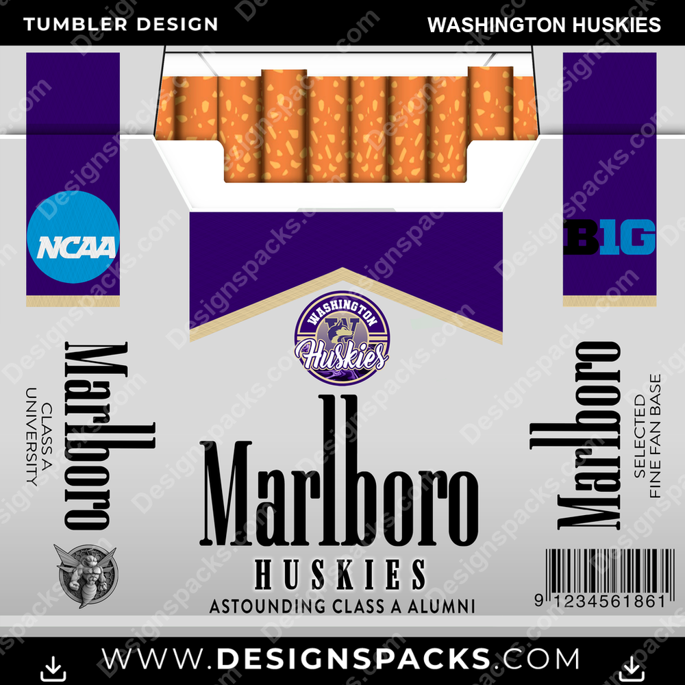 College Sport Marlboro Washington Huskies NCAA College Sport Tumbler Digital Wrap Design Download