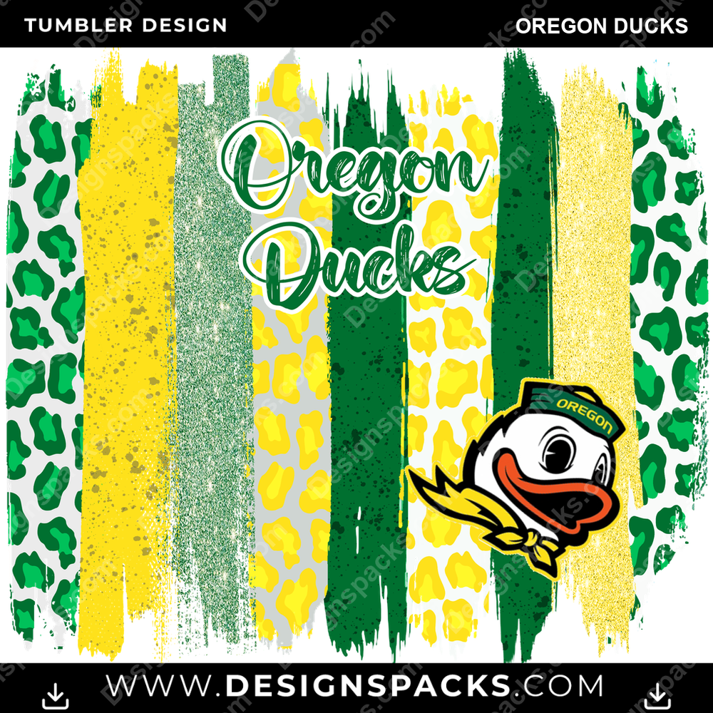College Sport Brush Strokes Oregon Ducks Tumbler Digital Wrap Design