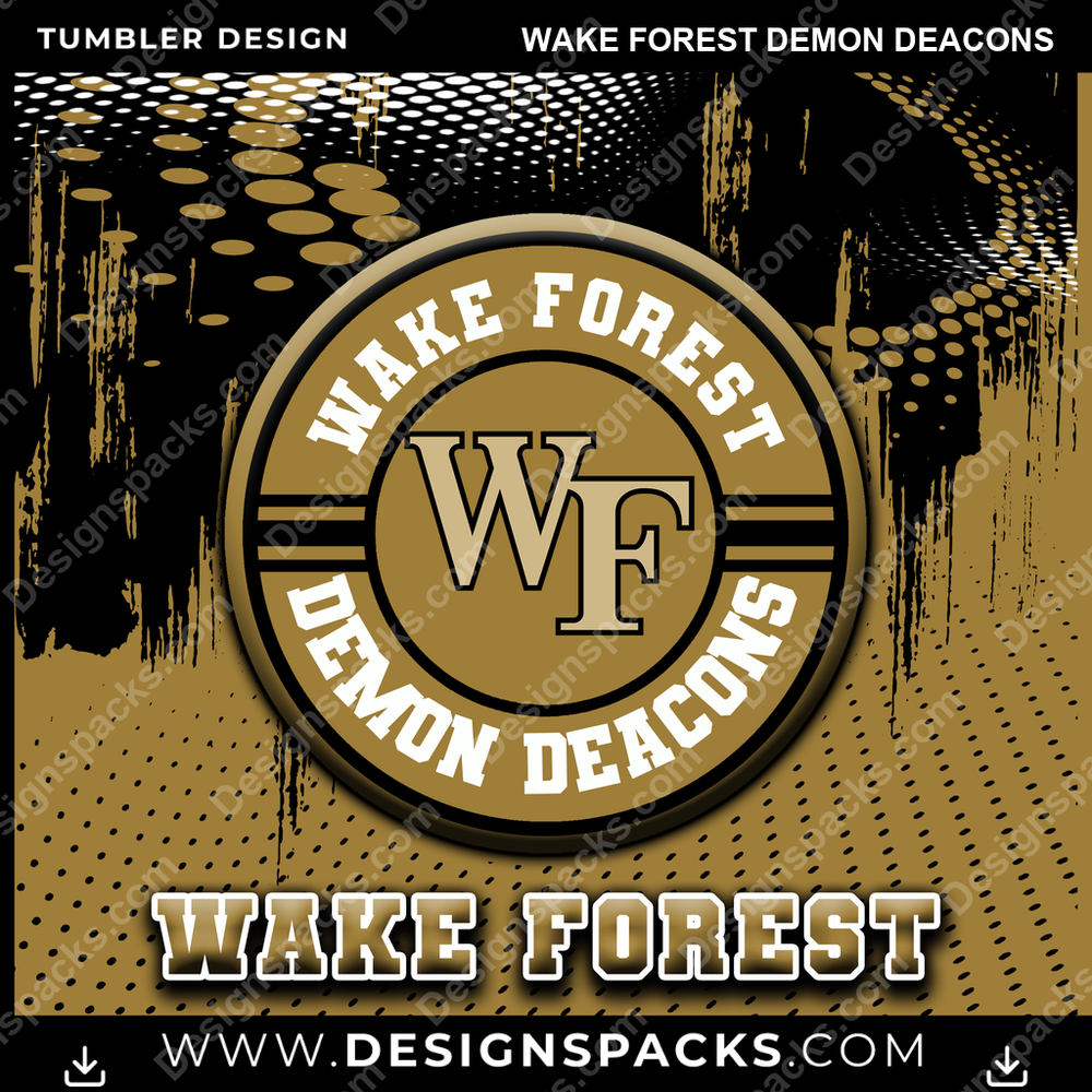 College Sport Dot Logo Wake Forest Demon Deacons Tumbler Digital Wrap Design