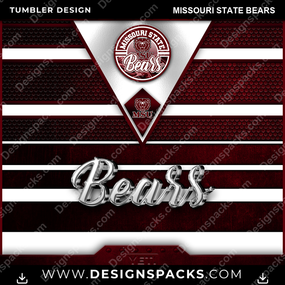 College Sport YETI Missouri State Bears NCAA College Sport Tumbler Digital Wrap Design Download
