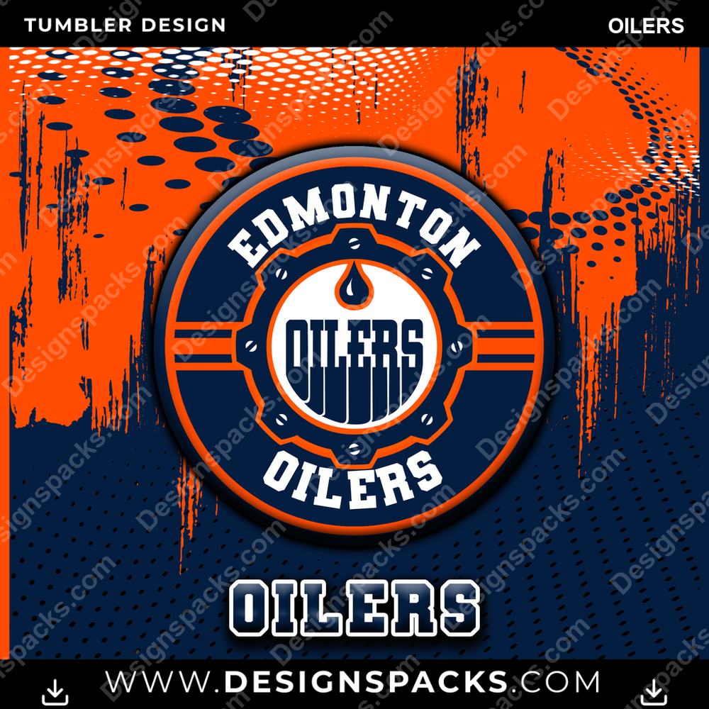 Ice Hockey Dot Logo OILERS NHL Hockey Tumbler Digital Wrap Design Download