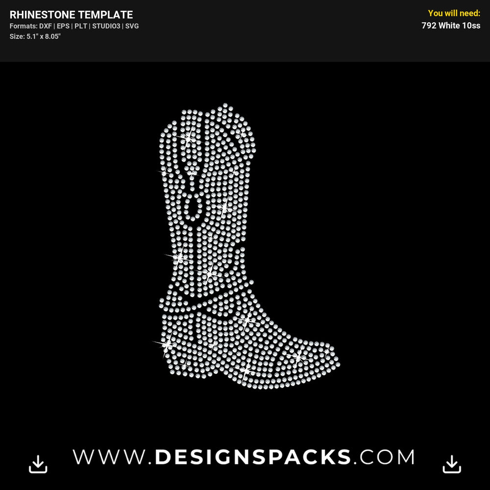 Fully Blinged Out Boot Rhinestone Digital Template