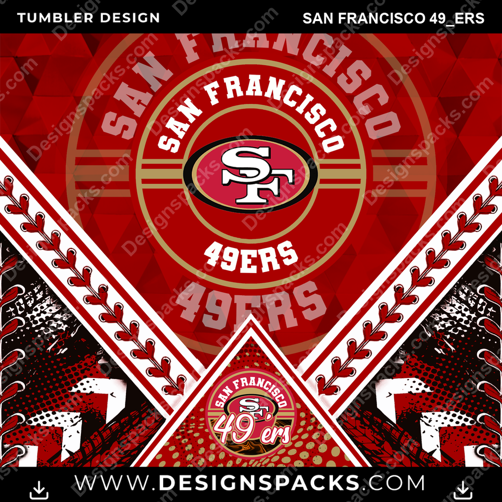 Football Diamond San Francisco 49ers NFL Football Tumbler Digital Wrap Design Download