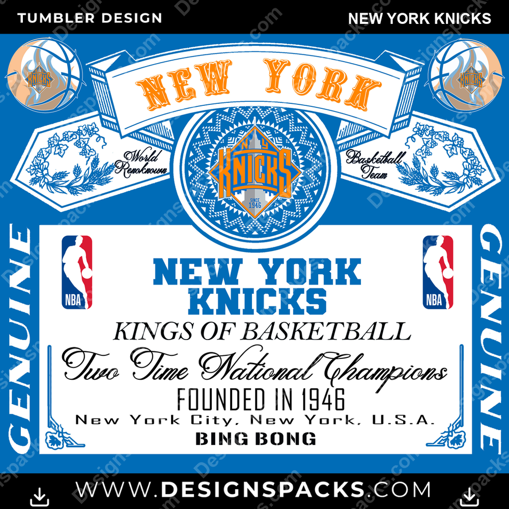 Basketball Budweiser New York Knicks Tumbler Digital Wrap Design
