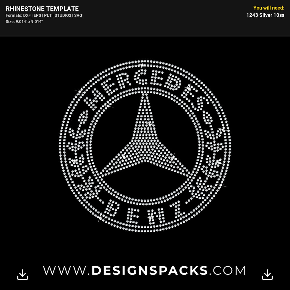 Mercedes Benz Circle Logo Rhinestone Digital Template