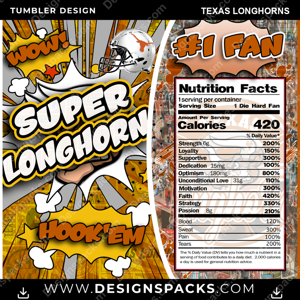 College Sport Super Team Texas Longhorns NCAA College Sport Tumbler Digital Wrap Design Download