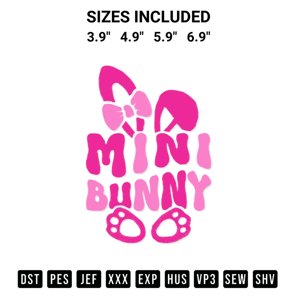 Discover the perfect addition to your crafting collection: Mini Bunny Easter 1 Embroidery Design embroidery file. Instantly available at Designspacks.com. Available sizes: 3.9", 4.9", 5.9", 6.9".