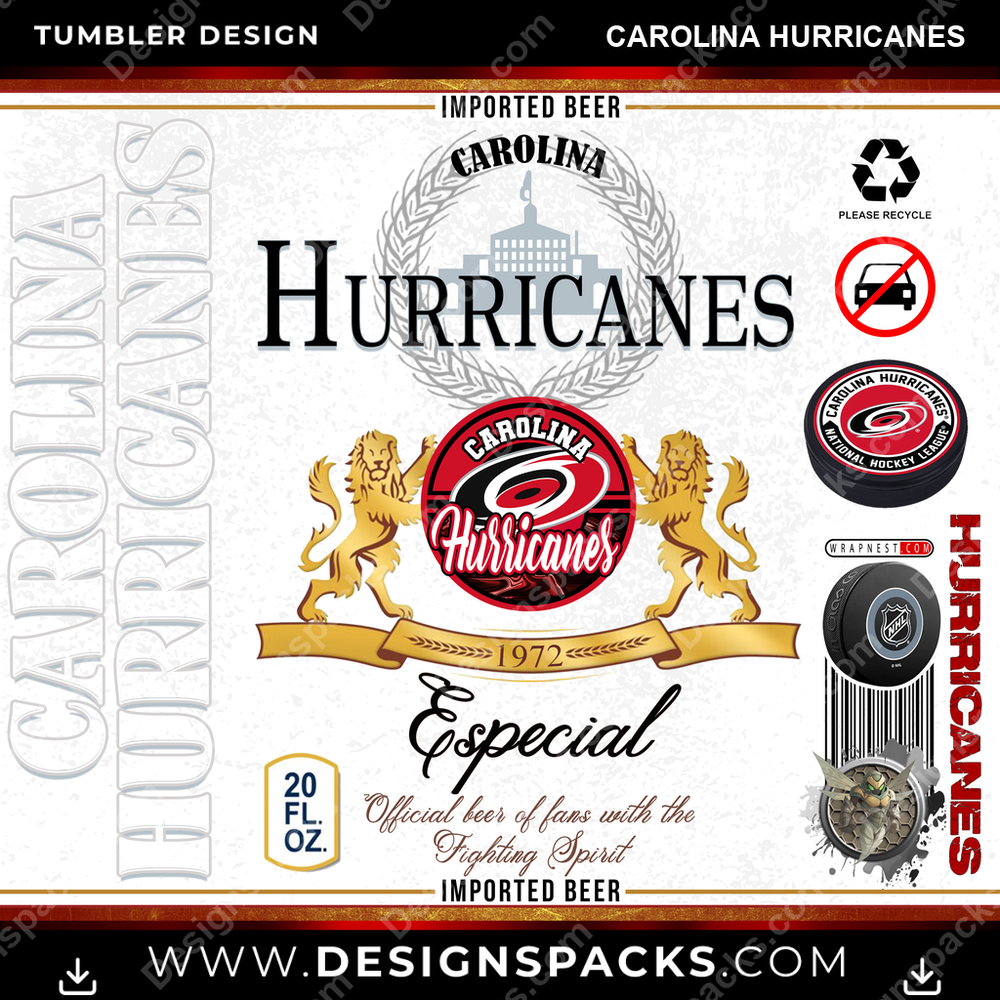 Hockey Modelo Carolina Hurricanes Tumbler Digital Wrap Design