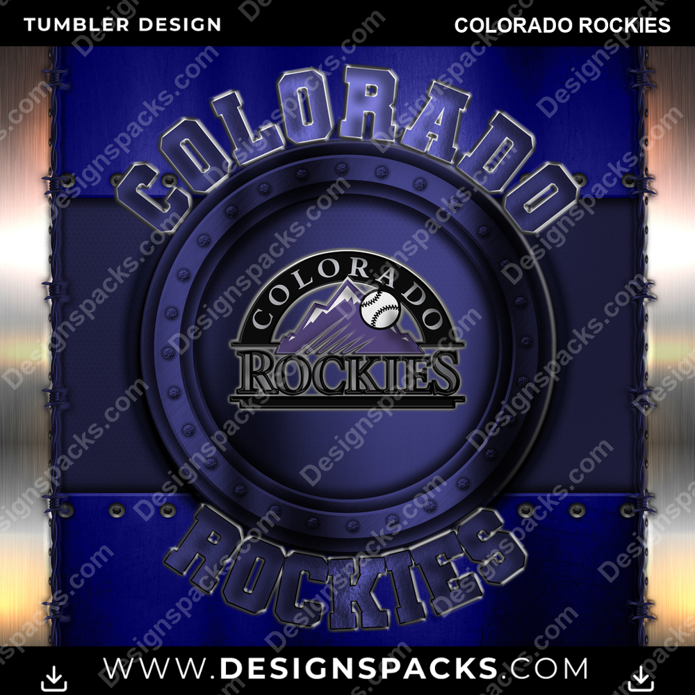 Baseball Metal Colorado Rockies Tumbler Digital Wrap Design