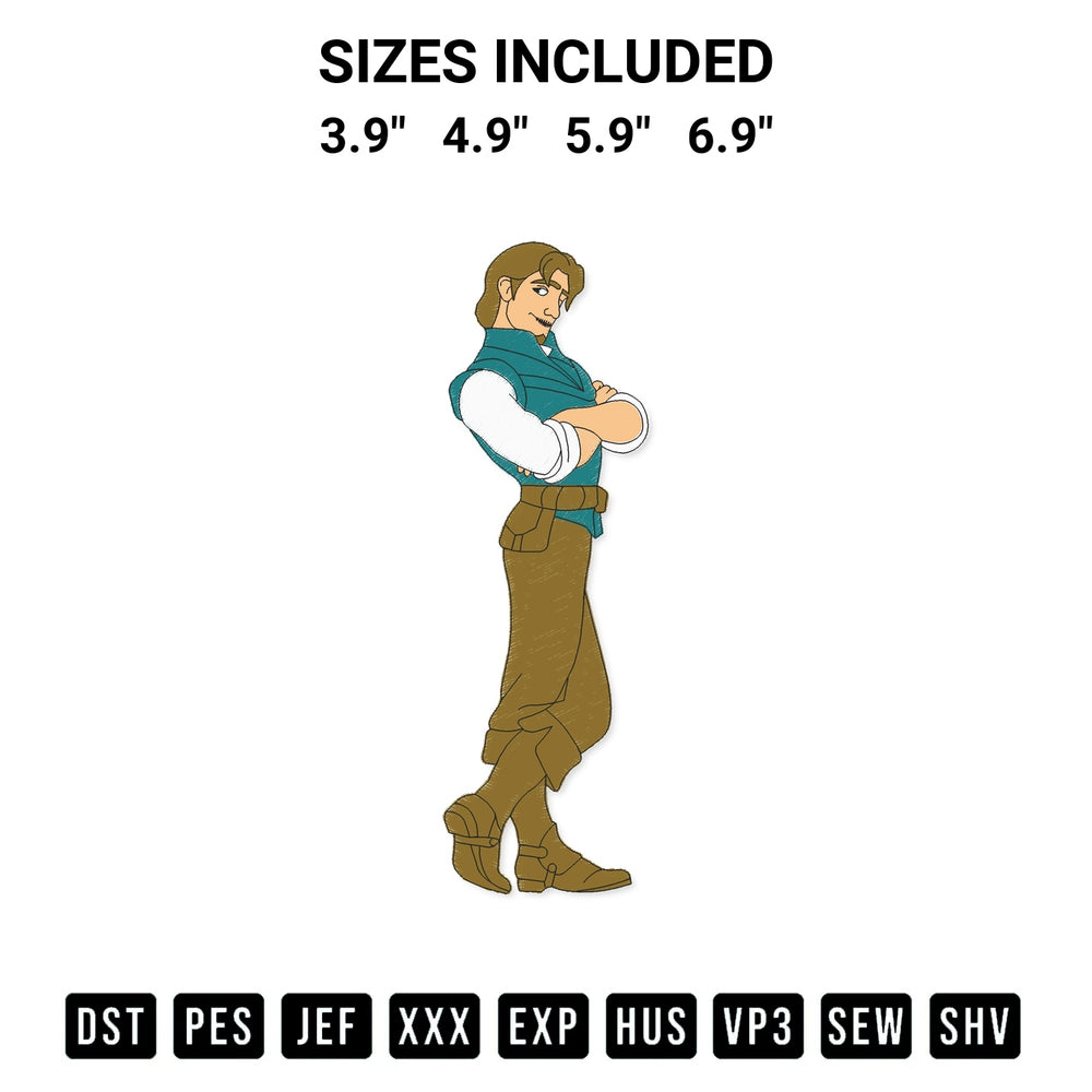 Discover the perfect addition to your crafting collection: Prince Flynn Rider Embroidery Design embroidery file. Instantly available at Designspacks.com. Available sizes: 3.9", 4.9", 5.9", 6.9".