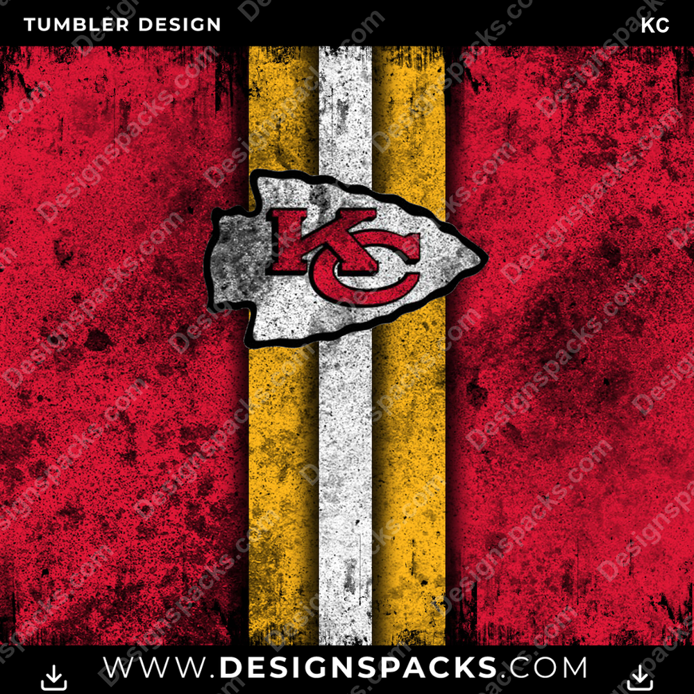 Football Grunge Style KC Tumbler Digital Wrap Design