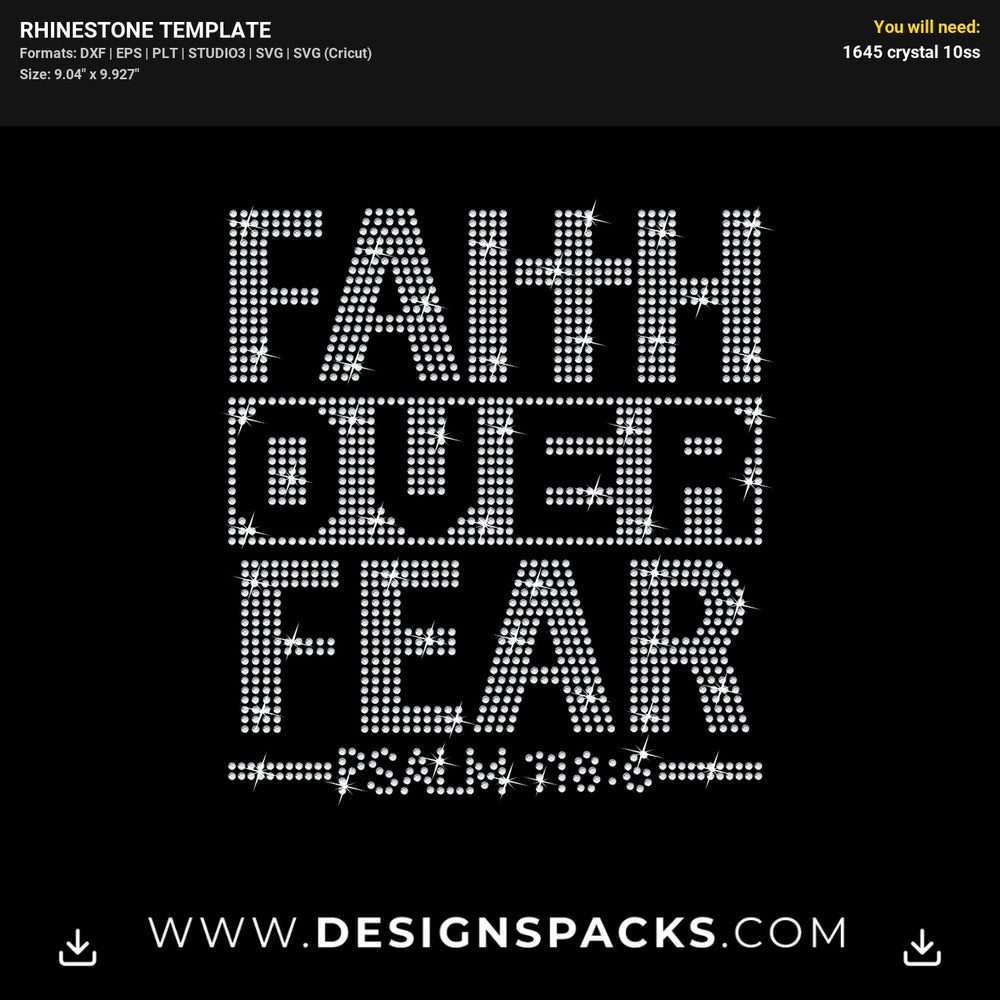 Faith Over Fear Design Rhinestone Digital Template