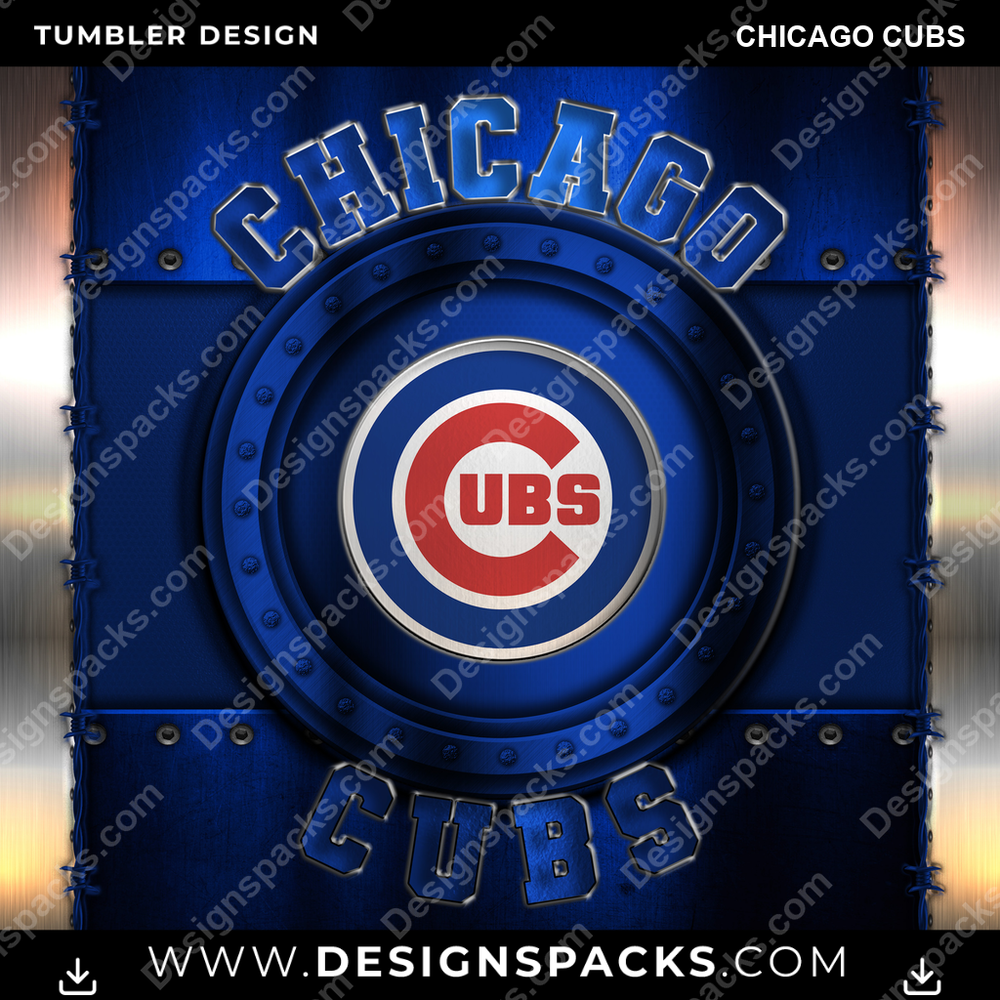 Baseball Metal Chicago Cubs Tumbler Digital Wrap Design