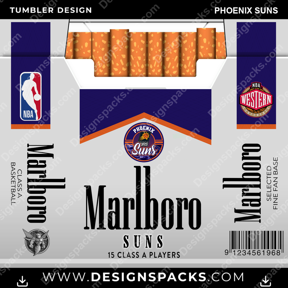 Basketball Marlboro Phoenix Suns Tumbler Digital Wrap Design