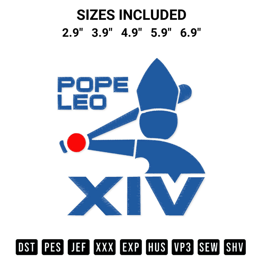 Discover the perfect addition to your crafting collection: Pope Leo Xiv Baseball Logo Embroidery Design embroidery file. Instantly available at Designspacks.com. Available sizes: 2.9", 3.9", 4.9", 5.9", 6.9".