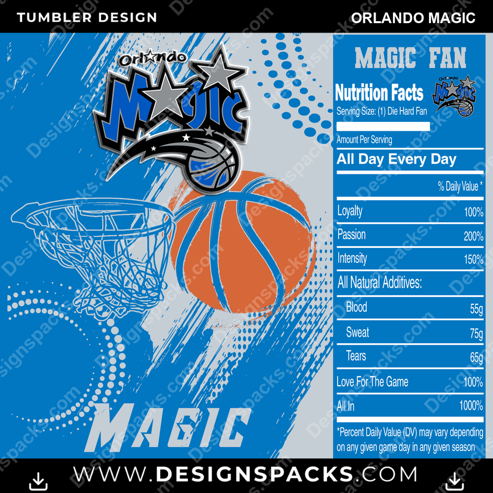 Basketball Team Fan Orlando Magic Tumbler Digital Wrap Design