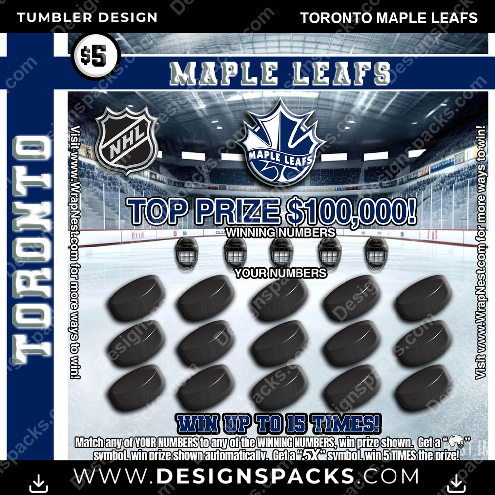 Ice Hockey Lottery Ticket Toronto Maple Leafs Tumbler Digital Wrap Design