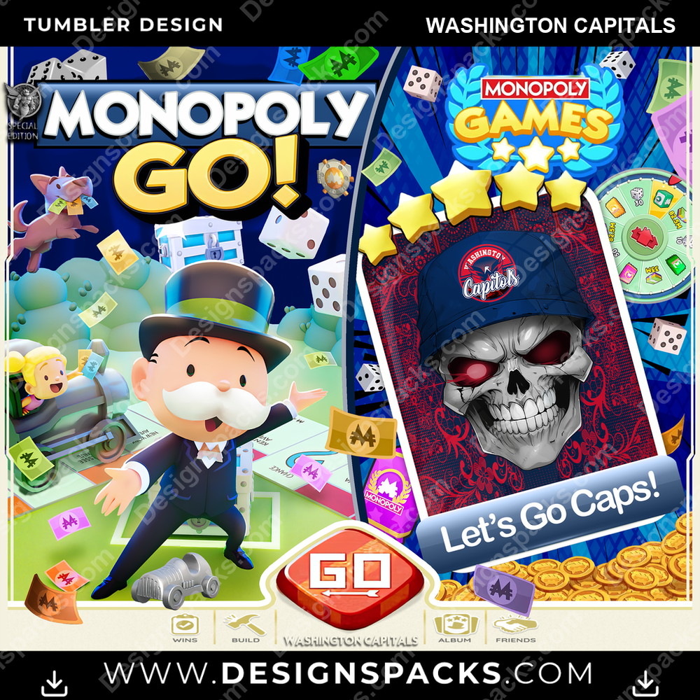 Ice Hockey Monopoly Go! Washington Capitals Tumbler Digital Wrap Design