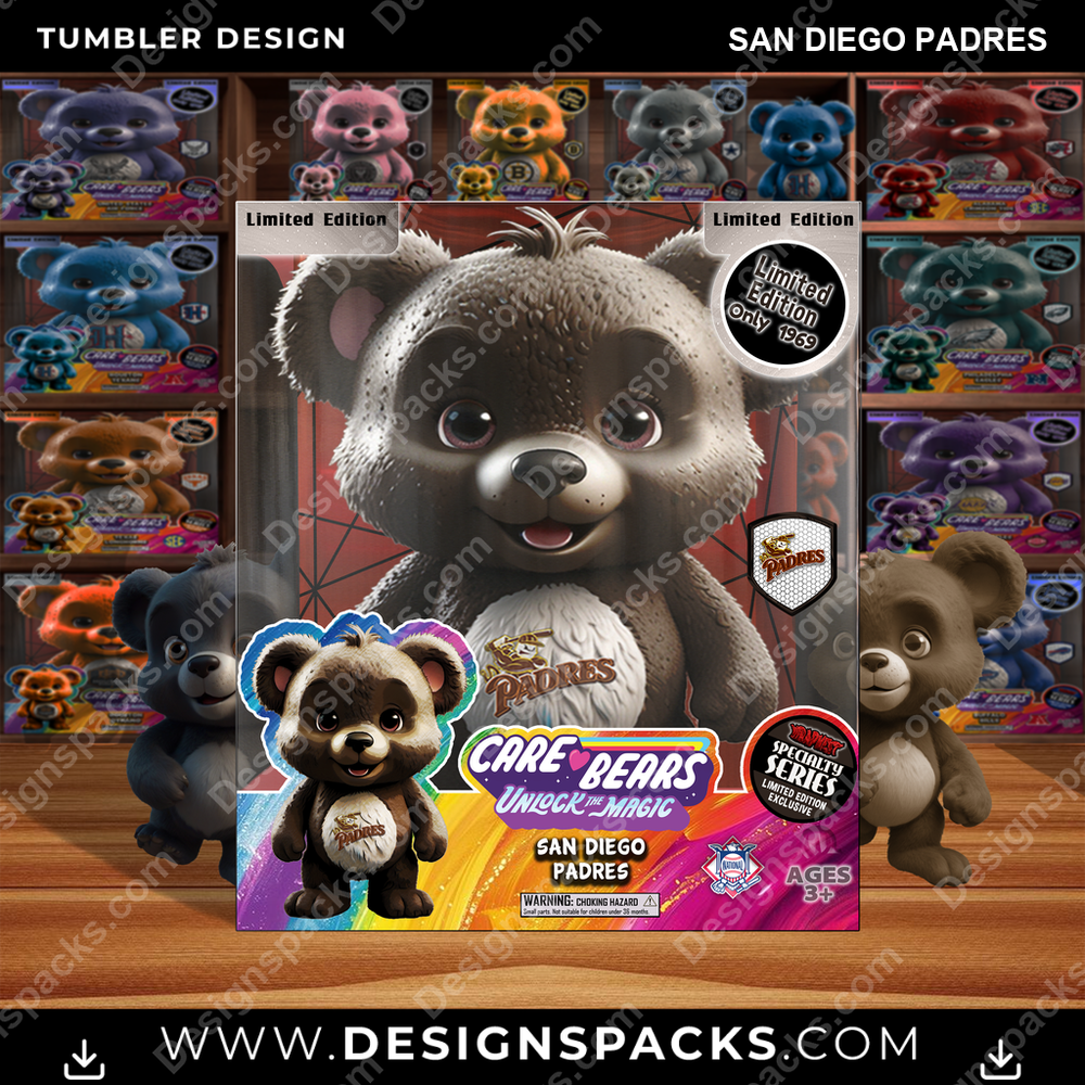 Baseball Care Bear Box San Diego Padres Tumbler Digital Wrap Design