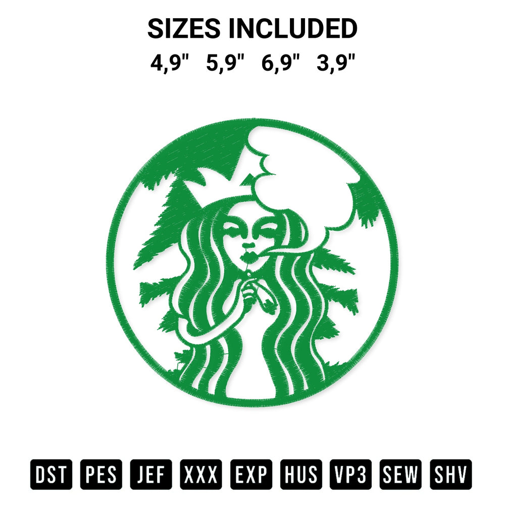 Shop the Starbucks Weel Stickers Logo Embroidery Design machine embroidery pattern at Designspacks.com. Beautifully digitized for flawless stitching on any fabric. Available sizes: 4,9", 5,9", 6,9", 3,9".
