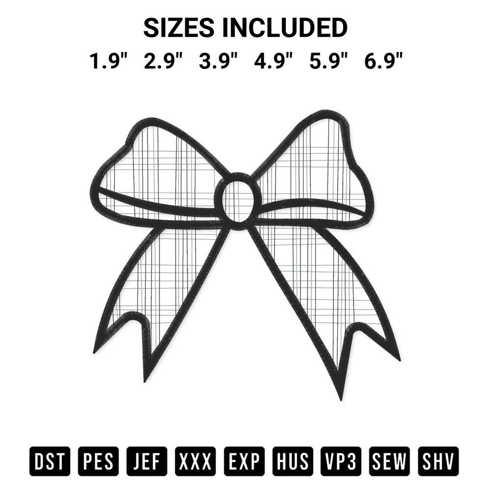Shop the Plaid Bow Embroidery Design machine embroidery pattern at Designspacks.com. Beautifully digitized for flawless stitching on any fabric. Available sizes: 1.9", 2.9", 3.9", 4.9", 5.9", 6.9".