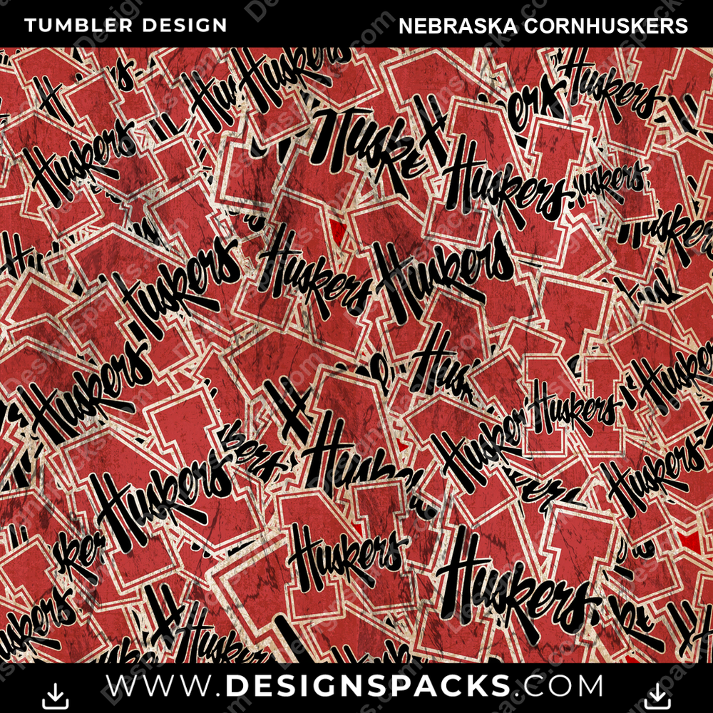 College Sport Logo BG Nebraska Cornhuskers NCAA College Sport Tumbler Digital Wrap Design Download
