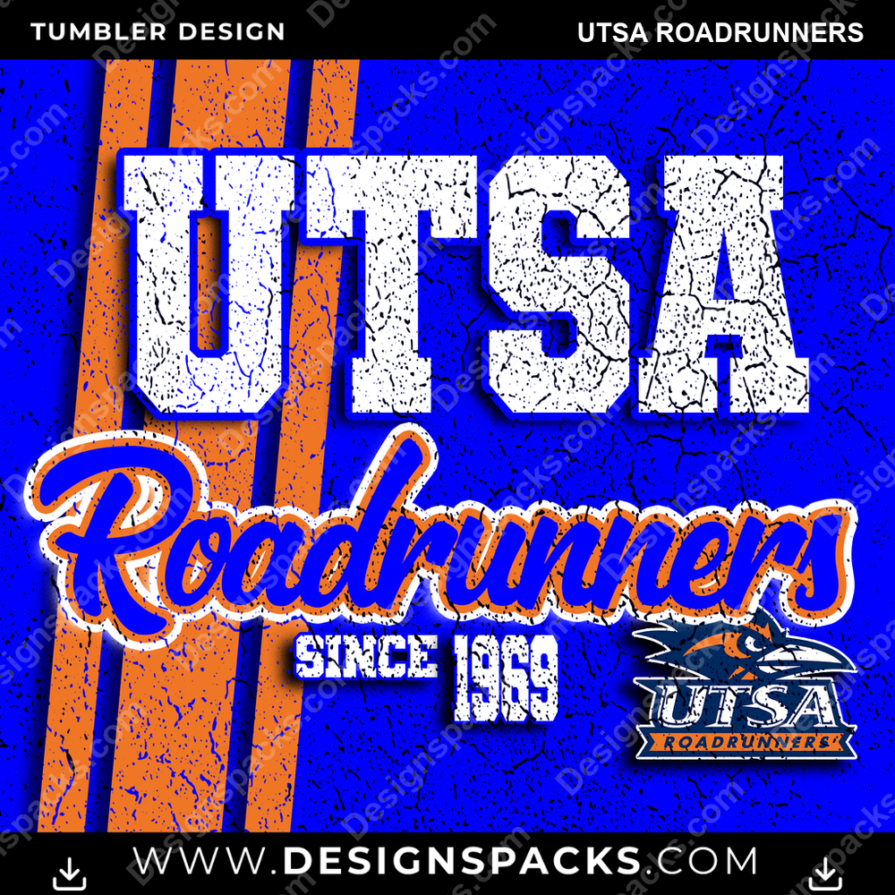 College Sport Grunge UTSA Roadrunners NCAA College Sport Tumbler Digital Wrap Design Download