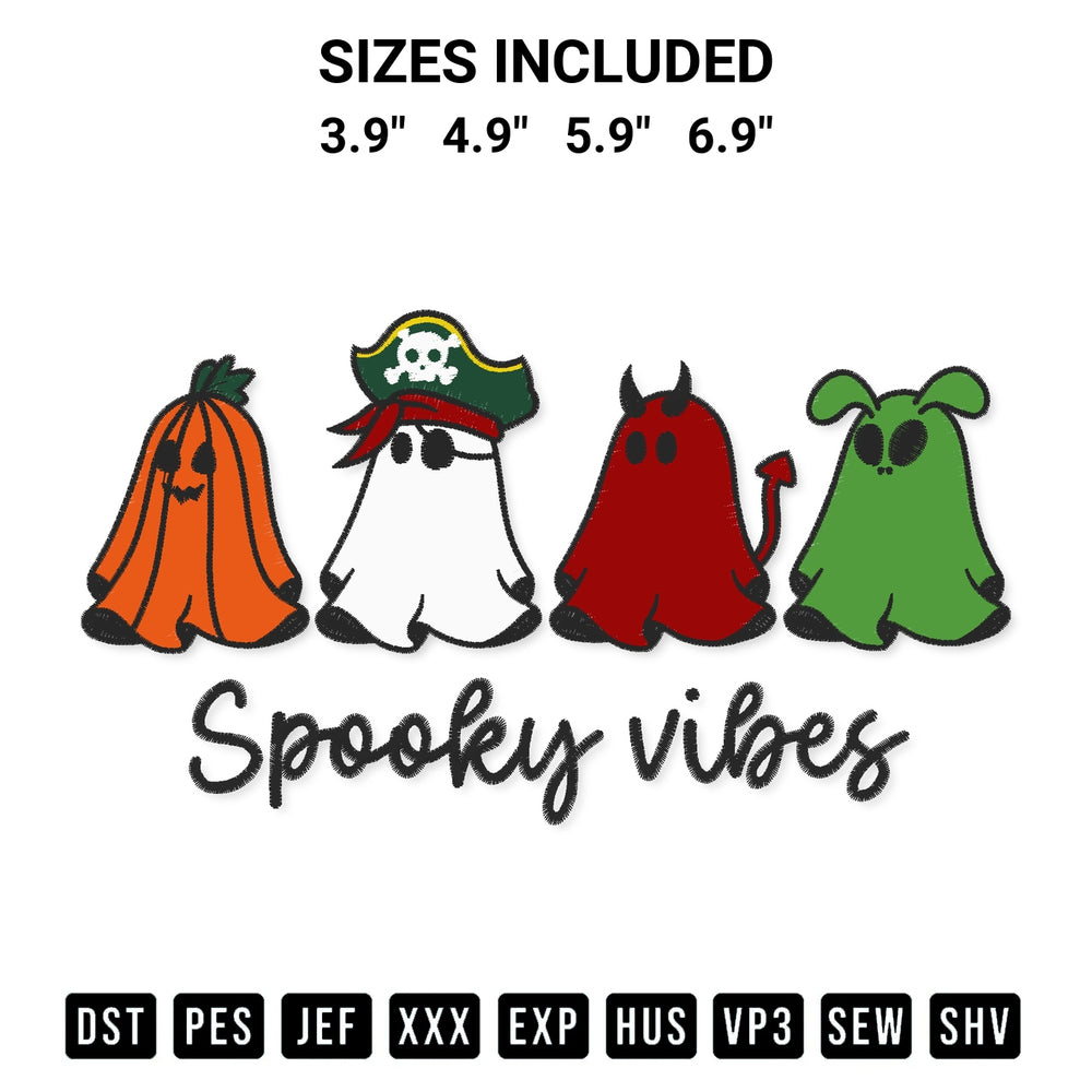 Discover the perfect addition to your crafting collection: Spooky Vibes Halloween Embroidery Design embroidery file. Instantly available at Designspacks.com. Available sizes: 3.9", 4.9", 5.9", 6.9".