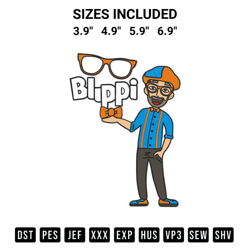 Looking for the perfect pattern? Download the Blippi Embroidery Design embroidery design today at Designspacks.com. Crisp, clean stitching guaranteed. Available sizes: 3.9", 4.9", 5.9", 6.9".