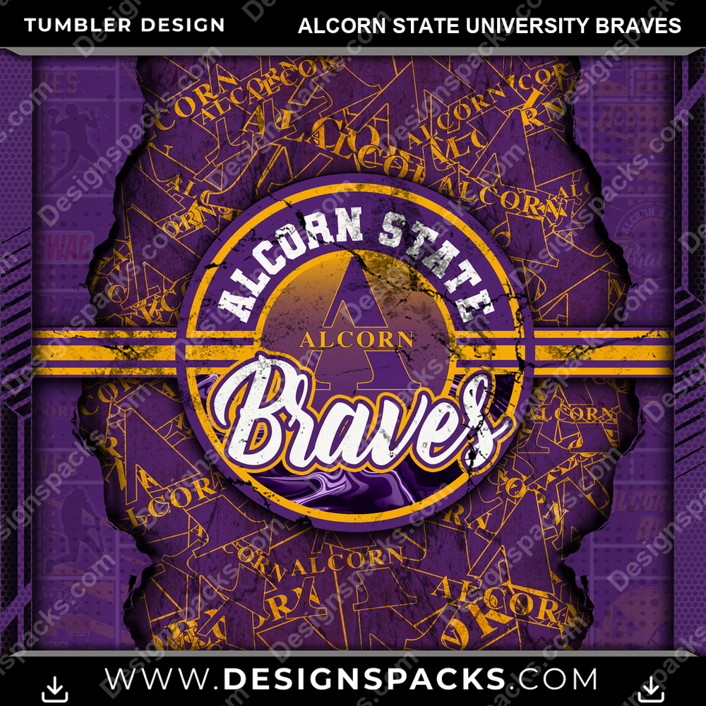 College Sport Ripped Alcorn State University Braves NCAA College Sport Tumbler Digital Wrap Design Download