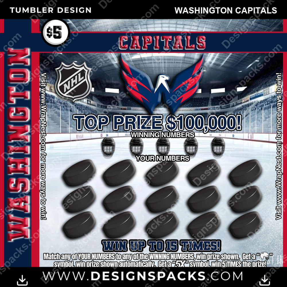 Ice Hockey Lottery Ticket Washington Capitals Tumbler Digital Wrap Design