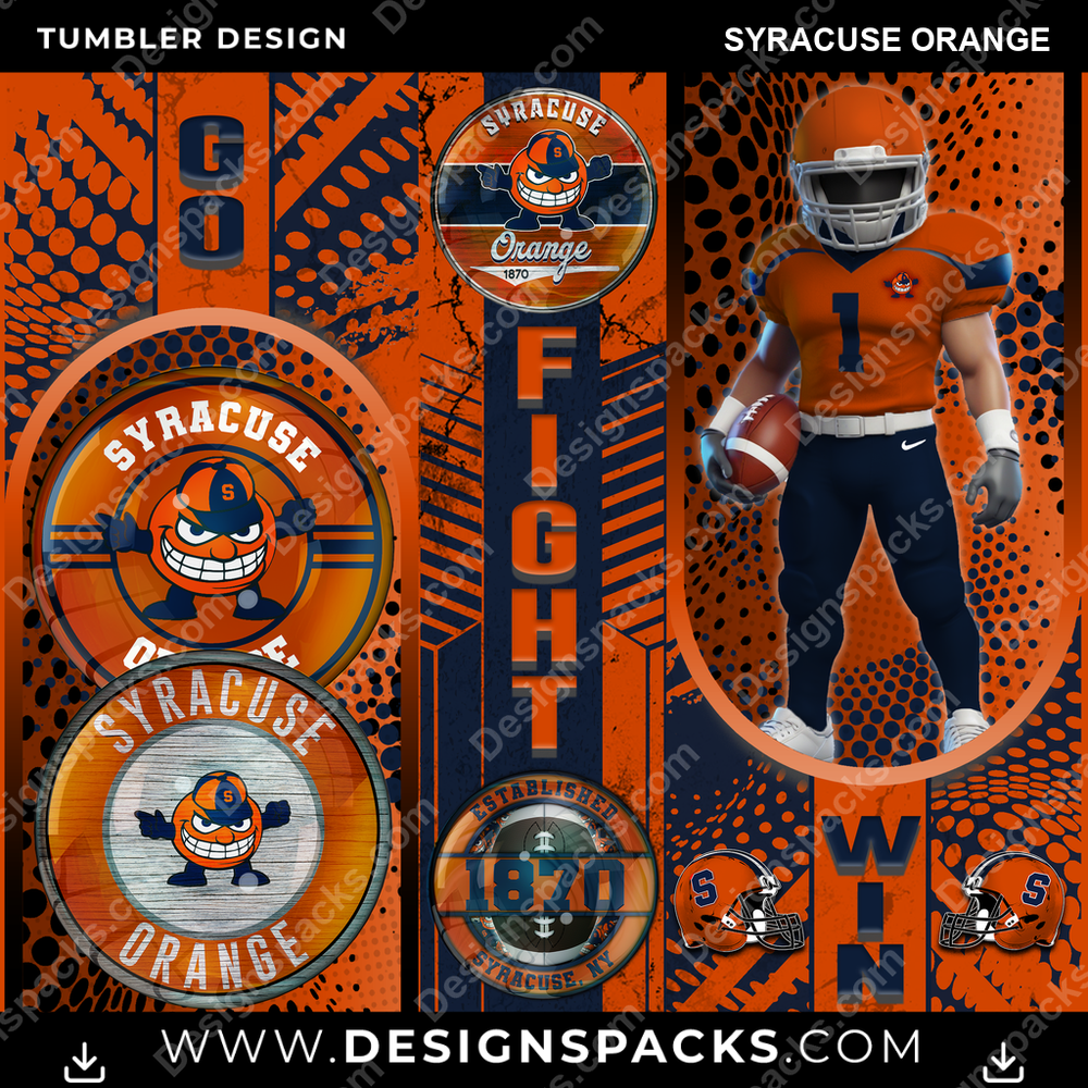 College Sport Go Fight Win Syracuse Orange NCAA College Sport Tumbler Digital Wrap Design Download