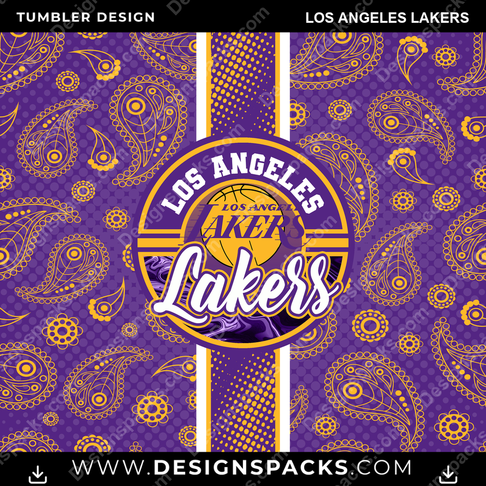 Basketball Handkerchief Los Angeles Lakers NBA Basketball Tumbler Digital Wrap Design Download